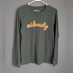 Midwesty Crewneck Long Sleeve Shirt In Women's Size Small. Green And Gold.